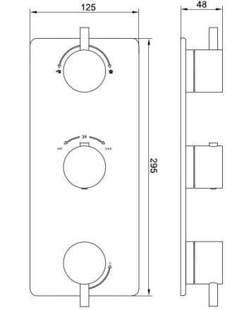 Caral afbouwdeel inbouwthermostaat 3 weg chroom