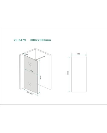 Slim glasplaat 800 x 2000 x 8 mm nano rookglas