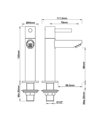 Amador fonteinkraan XL Kiwa 1/2'' chroom