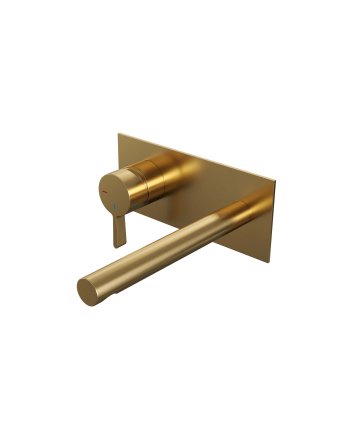 BRAUER Gold Edition inbouw wastafelmengkraan met rechte uitloop en afdekplaat model E2 goud geborsteld PVD