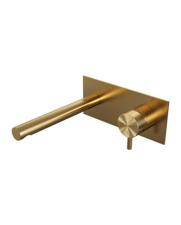 BRAUER Gold Edition inbouw wastafelmengkraan met rechte uitloop en afdekplaat model B1 goud geborsteld PVD