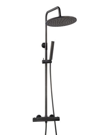 Caral thermostatische regendoucheset opbouw gunmetal