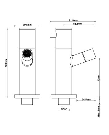 Amador fonteinkraan met muurbevestiging Kiwa 1/2'' mat zwart