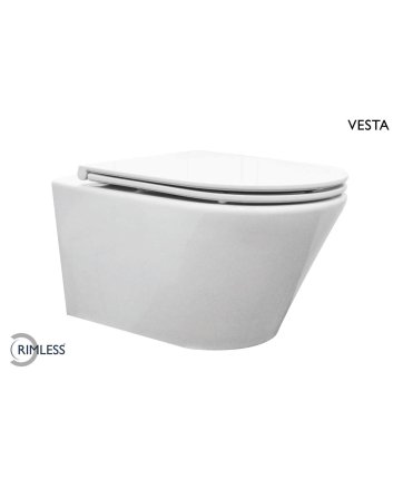 Vesta wandcloset rimless met Flatline toiletzitting softclose en quick release glans wit