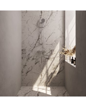 BRAUER Chrome Carving opbouw douche thermostaatkraan SET 02 met glijstang en 3-standen handdouche en doucheslang chroom