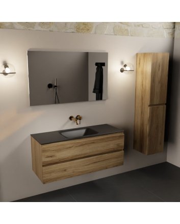 Mondiaz Aivy 120cm badmeubel Chai, wastafel Urban solid surface midden zonder kraangat met spiegel