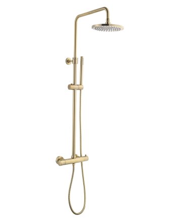 Sani DeLuxe Doucheset opbouw thermostatisch (in hoogte verstelbaar) rond Goud Geborsteld