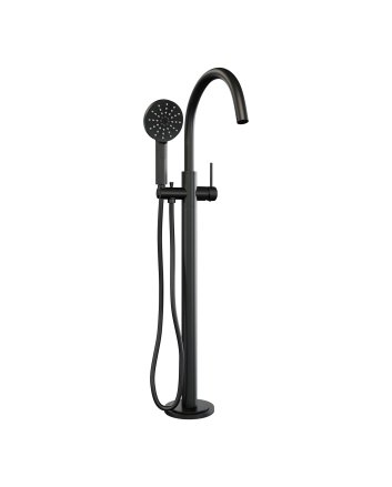 BRAUER Black Carving vrijstaande badmengkraan SET 02 met 3-standen handdouche en doucheslang mat zwart