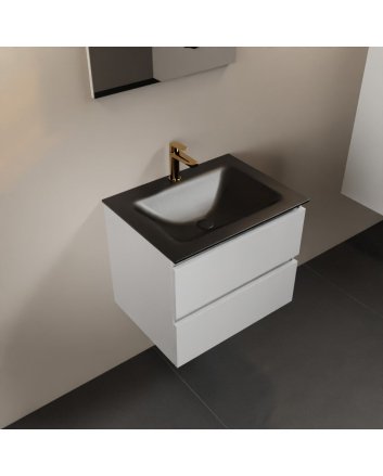 Mondiaz Aivy 60cm badmeubel Talc, wastafel Urban solid surface midden 1 kraangat