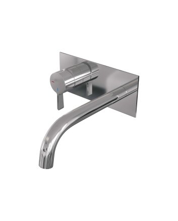 BRAUER Chrome Edition inbouw wastafelmengkraan met gebogen uitloop en afdekplaat model E2 chroom