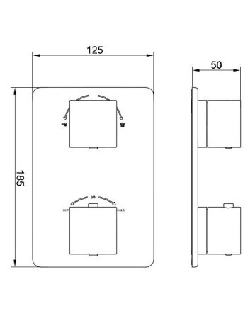 Rombo afbouwdeel inbouwthermostaat 2 weg chroom