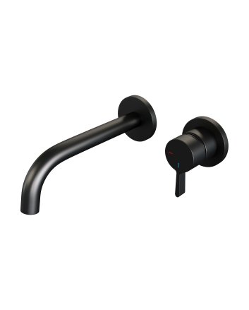 BRAUER Black Edition inbouw wastafelmengkraan met gebogen uitloop en rozetten model E1 mat zwart