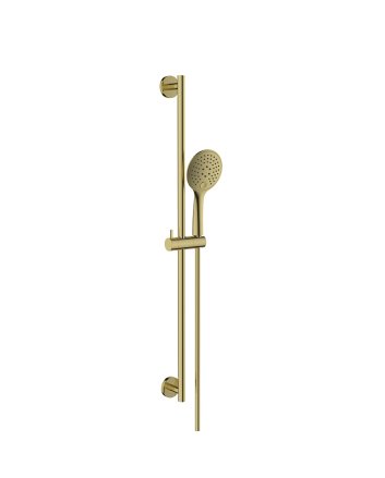 UniMatch glijstangset compleet met handdouche 3 standen Ø 12 cm geborsteld messing