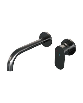BRAUER Gunmetal Edition inbouw wastafelmengkraan met gebogen uitloop en rozetten model C1 gunmetal geborsteld PVD