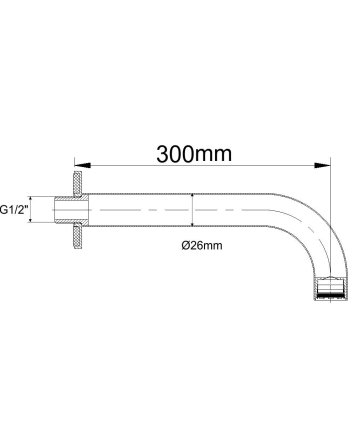 inbouw-uitloop rond 30cm 1/2'' chroom