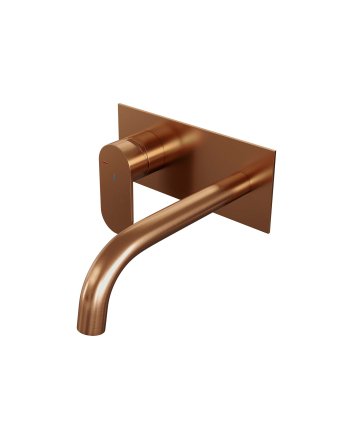 BRAUER Copper Edition inbouw wastafelmengkraan met gebogen uitloop en afdekplaat model C2 koper geborsteld PVD