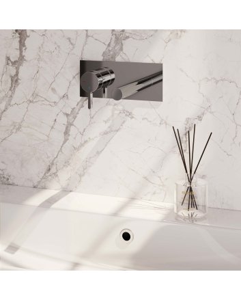 BRAUER Chrome Edition inbouw wastafelmengkraan met rechte uitloop en afdekplaat model E2 chroom