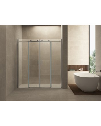 Slide nis schuifdeur dubbel 1800 x 2000 x 8 mm nano helder glas/chroom