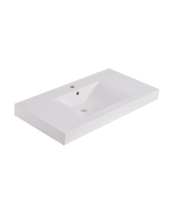 Wiesbaden Tigris wastafel enkel met 1 kraangat 100x46x8 cm kunstmarmer glans wit