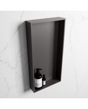 Mondiaz Easy Nis 59,5x29,5cm in solid surface kleur DarkGrey | DarkGrey. 1 vak  geschikt voor in- of opbouw