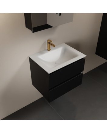 Mondiaz Aivy 60cm badmeubel Urban, wastafel Talc solid surface midden 1 kraangat met spiegelkast