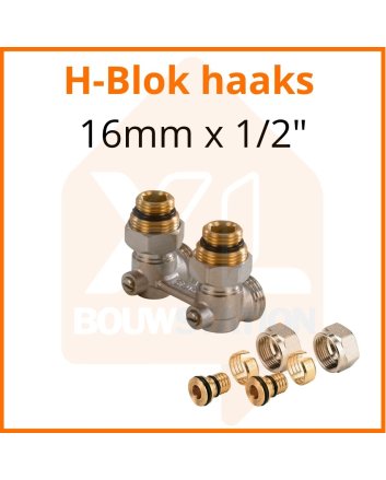 Onderblok 2 pijps / H- blok haaks 16mm x 1/2''