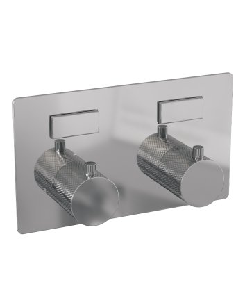 BRAUER Chrome Carving thermostatische inbouw regendouche met drukknoppen SET 52 met 30 cm douchekop en gebogen muurarm en staaf handdouche en doucheslang en wandaansluitbocht chroom