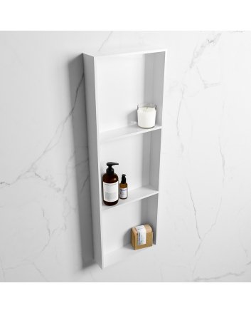 Mondiaz Easy Nis 89,5x29,5cm in solid surface kleur Talc | Talc. 3 vakken  geschikt voor in- of opbouw
