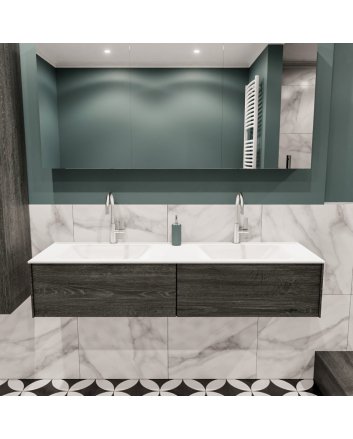 Mondiaz Lush 150 badmeubel antracite 2 lades wastafel dubbel 2 kraangaten