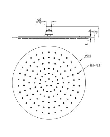 UFO Luxe hoofddouche rond 300mm Ultra plat RVS