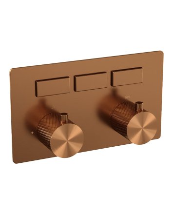 BRAUER Copper Carving 3-weg inbouwthermostaat met drukknoppen met in- en afbouwdelen koper geborsteld PVD
