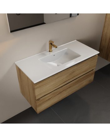 Mondiaz Aivy 100cm badmeubel Chai, wastafel glanzend wit keramiek midden 1 kraangat