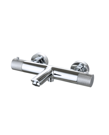 Sani DeLuxe Badmengkraan opbouw thermostatisch rond Chroom met geribbeld knop