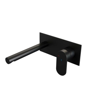 BRAUER Black Edition inbouw wastafelmengkraan met rechte uitloop en afdekplaat model C1 mat zwart
