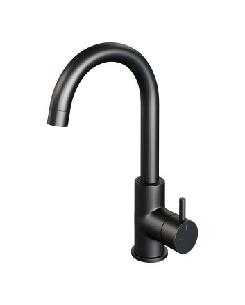 BRAUER Black Edition hoge opbouw wastafelmengkraan met draaibare ronde uitloop model B mat zwart