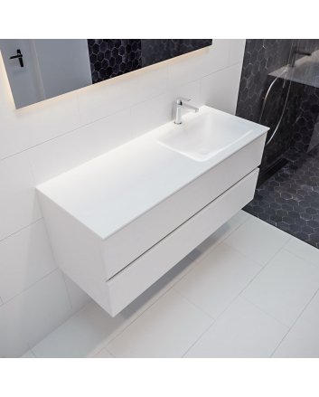 Mondiaz Vica 120cm badmeubel talc 2 lades wastafel Cloud rechts met 1 kraangat