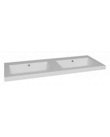 Sani DeLuxe Wastafel Trendline mineraalmarmer 120 dubbele wasbak, zonder kraangat