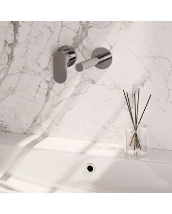 BRAUER Chrome Edition inbouw wastafelmengkraan met rechte uitloop en rozetten model C2 chroom