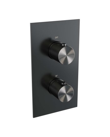BRAUER Gunmetal Carving 3-weg inbouwthermostaat met in- en afbouwdelen gunmetal geborsteld PVD