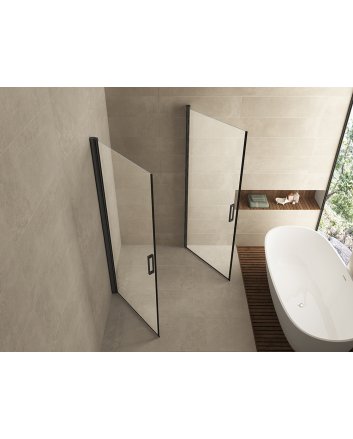 Wiesbaden Uni douchecabine met 2 draaideuren 90x90 cm mat zwart met helder glas 8mm NANO
