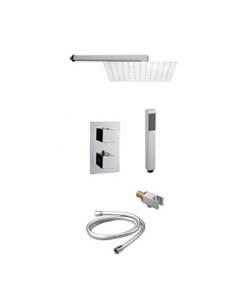 Sani DeLuxe Doucheset inbouw met thermostaat, muurbevestiging / douchekop 20 cm vierkant Chroom