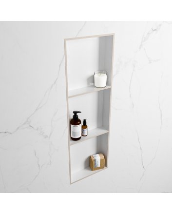 Mondiaz Easy Nis 89,5x29,5cm in solid surface kleur Linen | Talc. 3 vakken  geschikt voor in- of opbouw