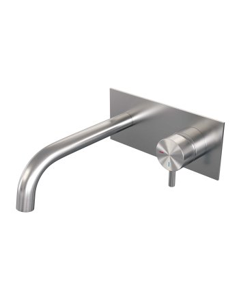 BRAUER Brushed Edition inbouw wastafelmengkraan met gebogen uitloop en afdekplaat model B1 RVS geborsteld PVD