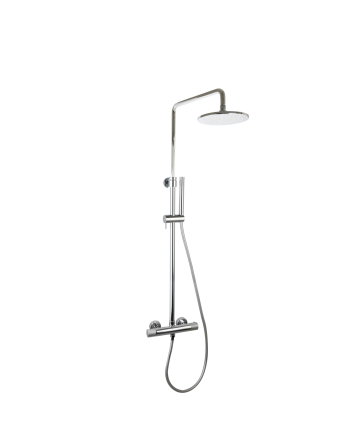 Sani DeLuxe Doucheset opbouw thermostatisch (in hoogte verstelbaar) rond Chroom met geribbeld knop