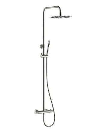 Ribbd thermostatische regendoucheset opbouw geborsteld staal