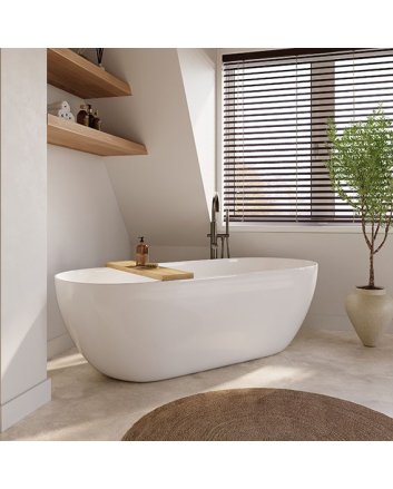 Trens vrijstaand ligbad 180 x 80 cm acryl mat wit