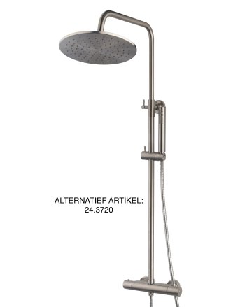 Caral thermostatische regendoucheset opbouw geborsteld staal