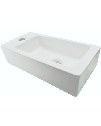 Rhea mini fontein links 36,5 x 18 x 9 cm keramiek mat wit