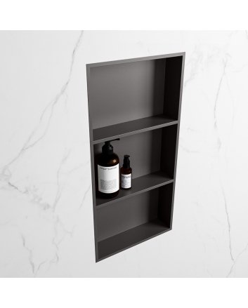 Mondiaz Easy Nis 59,5x29,5cm in solid surface kleur DarkGrey | DarkGrey. 3 vakken  geschikt voor in- of opbouw