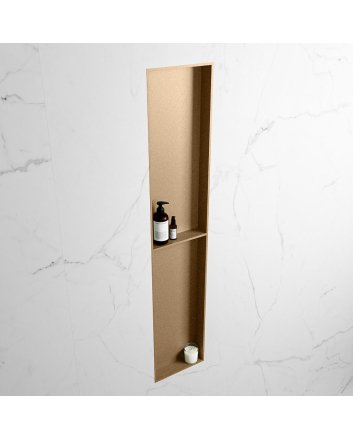Mondiaz Easy Nis 89,5x29,5cm in solid surface kleur Oro | Oro. 2 vakken geschikt voor in- of opbouw